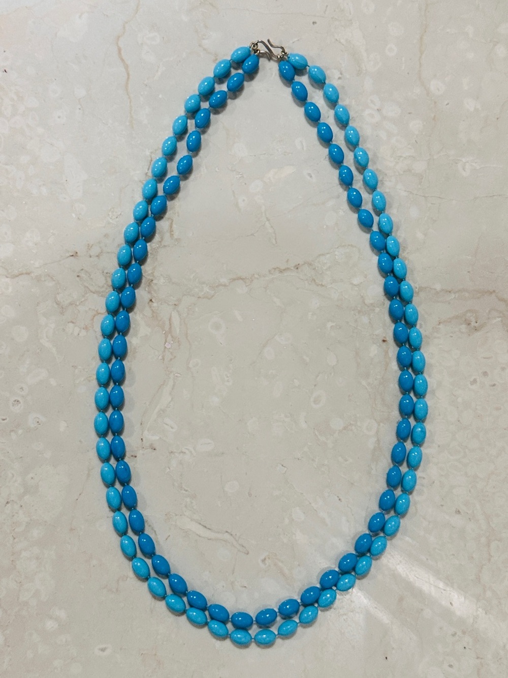Double Strand Turquoise Blue Beaded Necklace